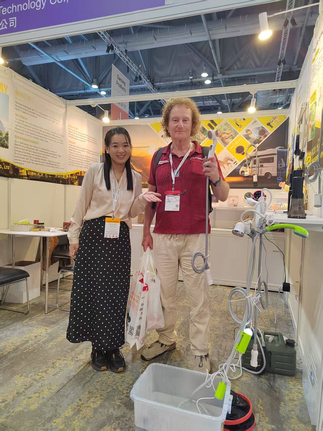 Live product demonstration at exhibition